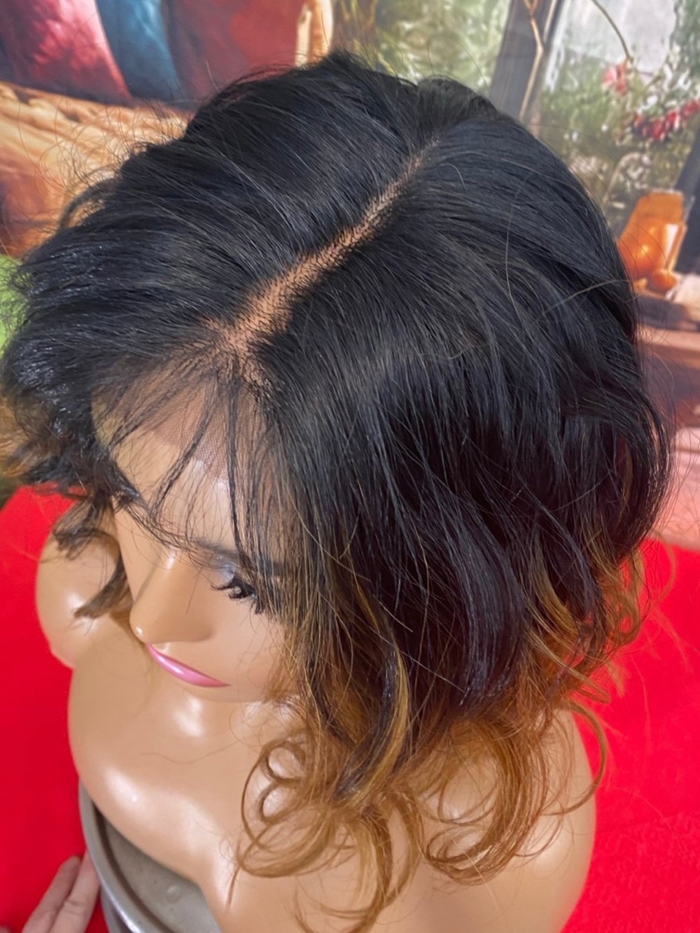 Lace Front Bob Wig with Black to Honey Blonde Balayage